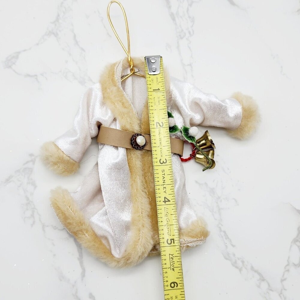 Santa Elf Silver Robe Fur Lined Christmas Tree Ornament bells Decoration Hanger - Picture 2 of 3